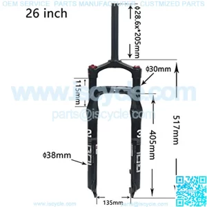 W??Z Suspension Front Fork Bicycle Magnesium Alloy Shock Snowmobile Fat Tire Absorber 135MM