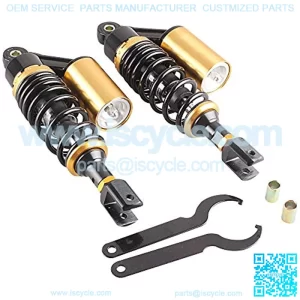 280mm Pair Rear Motorcycle Air Shock Absorbers Suspension Eye to Clevis Universal Compatible for Kawasaki Honda Yamaha Suzuki Black & Gold