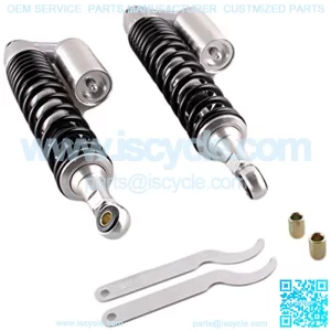 Universal 400mm Pair Motorcycle Air Rear Shock Absorber for Honda Kawasaki Suzuki Yamaha Go Kart Scooters Sport Street Bike Silver Black