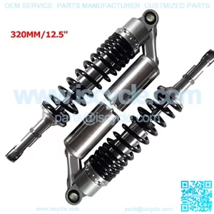 Pair 320mm 12.6" Motorcycle Air Shock Absorber Universal Fit For Honda Suzuki Yamaha Kawasaki ATV Go Kart Quad Dirt Sport Bikes (320 Sliver and Black)