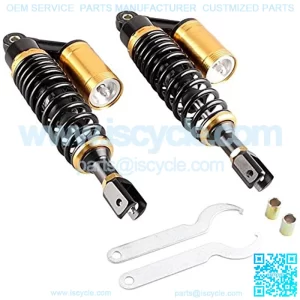 Motorcycle Air Gas Shock Absorbers Pair 13.5Inch 340mm Fork Clevis Ends Universal Fit For Honda Suzuki Kawasaki Yamaha Ducati Scooter ATV Quad Dirt Sport Bike Go Kart Black