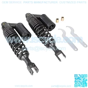 13.7Inch 350mm Pair Rear Motorcycle Air Shock Absorbers Replacement Suspension Eye to Clevis Universal Compatible for Kawasaki Honda Yamaha Suzuki Black