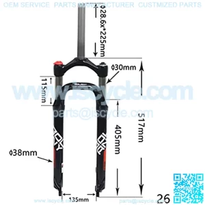 Mountain Bike Front Fork, Suspension Fork Snowmobile ATV Shock Absorber Hydraulic Front Fork 26 Inch 4.0 Fat Tires Off-Road Bicycle 135MM Front Fork