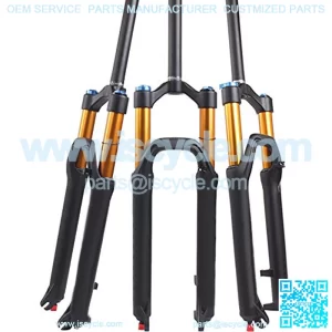 26/27.5/29 Air MTB Suspension Fork, Rebound Adjust Straight Tube 28.6mm QR 9mm Travel 120mm Manual/Crown Lockout Mountain Bike Forks, Ultralight Gas Shock XC Bicycle