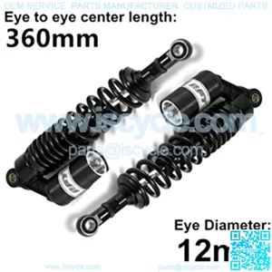 360mm 14.17 inch 8mm Spring Universal Motorcycle Air Shock Absorber Rear Suspension ATV Quad Scooter Dirt Bike For CBR600 CBR400 CB500 YZF XC EXC XCF Black,+