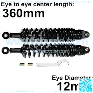 360mm 14.17 inch 8mm Spring Universal Motorbike Air Shock Absorber Rear Suspension ATV Quad Scooter Dirt Bike For YZF-R1 YZF-R6 YZF-125 XC EXC XCF