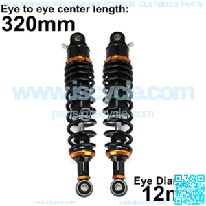 320mm 12.6 inch 7mm Spring Universal Motorbike Air Shock Absorber Rear Suspension ATV Quad Scooter Dirt Bike For 50cc 75cc 90cc 125cc 150cc 250cc 300cc