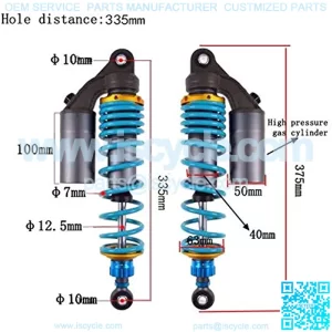 Shock Absorbers 1 Pair Universal 280mm/ 335mm Motorcycle Rear Adjust Damping Shock Absorber Fit for Yamaha Fit for Suzuki ATV Rear Suspension Shock Absorbers (Color : 335mm 1 Pair)