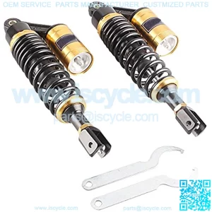 320mm 2Pcs Rear Motorcycle Shock Absorbers Suspension Eye to Clevis Universal for Kawasaki Honda Yamaha Suzuki Black & Gold,+