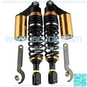 Templehorse 280mm 11" Pair Air Shock Absorbers Clevis Fit Scooter Moped Rear Suspension (BlackGold, 280MM)