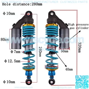 1 Pair Universal 280mm/335mm Motorcycle Rear Adjust Damping Shock Absorber Fit for Yamaha Fit for Suzuki ATV Rear Suspension Shock Absorbers Motorcycle Shock Absorber (Color : 280mm 1 Pair)