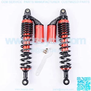 Air Gas Shock Absorbers 380mm 15 inches Round Ends Motorcycle Replacement Universal for Suzuki Kawasaki Yamaha Ducati Scooter Atv Quad Dirt Sport Bike Go Kart Red Black