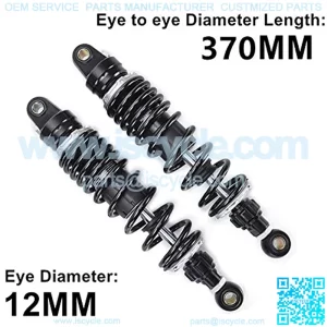 Motorcycle Shock Absorber 2pcs 370mm Black Design Universals Motorcycle Scooter Motor Bike ATV Quad Rear Shock Absorber Rear Suspension Bumper D30 Motorcycle Shock Absorber