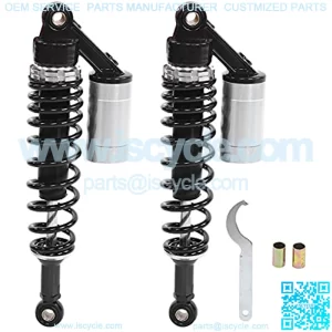 Motorcycle Shock Absorber Aluminium and Iron Pair 340mm Motorcycle Shock Absorber Rear Suspension Spring Universal for ATV SUV Motorbike Rear Shock Absorber(Black and silver)