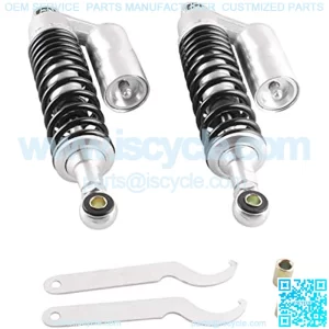 Templehorse 2pcs Adjustable 340mm Motorbike Air Shock Absorbers Universal Fit for Suzuki Yamaha Kawasaki ATV Go Kart Quad Dirt Sport Bikes (SilverBlack, 340MM)