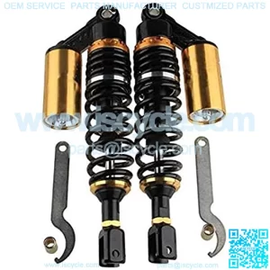 280mm 11" Pair Air Shock Absorbers Clevis Fit Scooter Moped Rear Suspension (BlackGold)