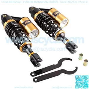 11inch 280mm Pair Motorcycle Shock Absorber Eye to Clevis Rear Suspension Universal For Honda Suzuki Yamaha Kawasaki ATV Go Kart Quad Dirt Sport Bikes Black & Gold (A pair)