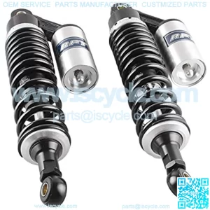 2 Pcs 340mm Air Shock Absorber ATV Motorcycle Quad Suspension Shocks For Motorcycle, ATV, Quad, Dirt Bike, Go Kart, Black & Silver
