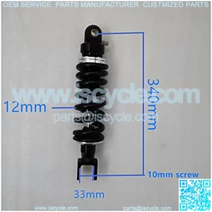 Suspension Shock 12mm Spring 330mm 340mm Motorcycle Shock Absorber for Yamaha MT07 Dirt Bike ATV Beach Vehicle Kart for Bike ??car (Color : 340A-33)