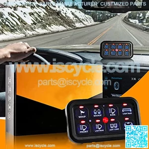 8 Gang Switch Panel, Universal Circuit Control Relay System Box with Automatic Dimmable On-Off LED Switch Pod Touch Switch Box for Car Pickup Truck Boat UTV SUV (One-Sided Outlet)
