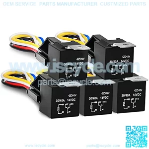 50003R Set 5-Pin 30/40A 12V SPDT with Interlocking Relay Socket and Wiring Harness-5 Pack, 2 Years Warranty