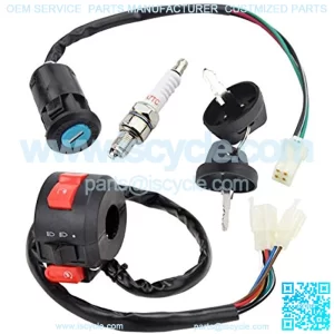 4 Wires Ignition Switch Key with Cap+3 Function Left Starter Switch Assembly for 50cc 70 cc 90cc 110 cc 125cc 150cc SUNL ATV Quad 4 Wheeler 125cc Apollo Dirt Bike Scooter Parts