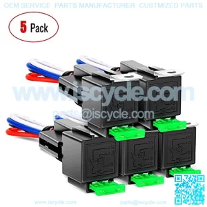 50023R 5 Pack 30A Fuse Relay car Truck Socket kit-30A Switch Harness Set-12V DC 4-Pin SPST 14 AWG Hot Wires-Auto Switches & Starters Set,2 Years Warranty