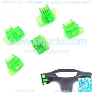 SWITCH SET- 5 PIECE- GREEN (B) SCOOTER MOPED TURN SIGNAL HORN DIMMER HEADLIGHT STARTER IGNITION GY6- PARTS ROKETA JONWAY BMS PEAVE VIP SUNL TANK JMSTAR VENTO JCL ZNEN BENZHOU SCHWINN KAZUMA