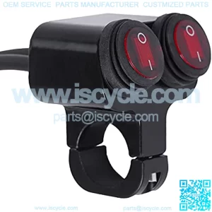 Waterproof Motorcycle ATV 7/8?? Light Bar Switch??Handlebar Double Control Kill Button Switch??Headlight Spotlights Hazard Brake Fog Light ON Off Switches 12v 16A (Red)