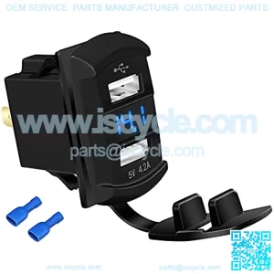 USB Rocker Switch 12V Dual Charger Ports 4.2A Socket Outlet Waterproof with Blue Led Digital Voltmeter for Rocker Switch Panel on Boat RV Car Vehicle