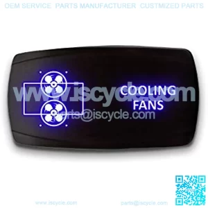 COOLING FANS - Blue - STARK 5-PIN HORIZONTAL Laser Etched LED Rocker Switch Dual Light - 20A 12V ON/OFF