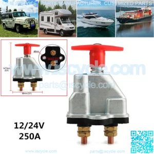 12/24V 250A Battery Isolator Disconnect Cut Off Kill Switch with Key Car Boat RV