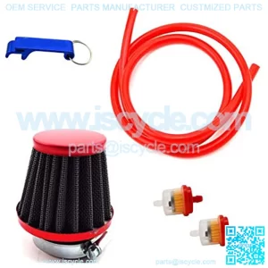 Red 38mm Air Filter Fule Cleaner Gas Line Hose For 50cc 70cc 90cc 110cc 125cc Dirt Pit Bike ATV Quad Monkey Bike Motocross Motorcycle Go Kart Cart And GY6 50cc QMB139 Engine Scooter Moped