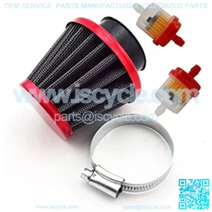 Red Motorcycle 38mm Air Filter Fuel Cleaner For 50cc 90cc 110cc 125cc Pit Dirt Bike ATV & GY6 50cc QMB139 Engine Moped Scooter