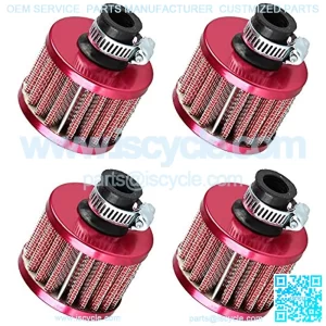 12mm Mini Red Universal Car Motor Cone Cold Clean Air Intake Filter Turbo Vent Breather Pack of 4