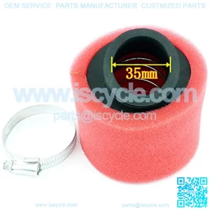 Universal 35mm Red Angled Double Foam Pod Performance Air Filter Cleaner 50cc 70cc 90cc 110cc 125cc Motorcycle ATV Quad Scooter Go Kart Moped Pit Dirt Racing Super Pocket Mini Bike Yamaha