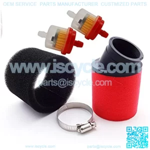 Motorcycle Racing 48mm Bent Foam Air Filter + Fuel Cleaner Filter For Pit Pro Dirt Trail Motor Bike GY6 Moped Scooter ATV Quad Motocross