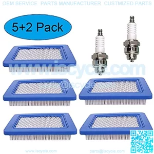 5 Pack 491588s Air Filter Compatible for 491588, Toro 20332, Craftsman 3364 with 2 Spark Plugs,Premium Lawn Mower Air Cleaner Cartridge by KAKO