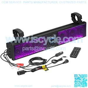 BRT26RGB ATV UTV Sound Bar System - 26 Inches Wide, IPX5 Rated Weatherproof, Bluetooth Audio, Amplified, 4 inch Speakers, 1 Inch Tweeters, USB Port, RGB Multicolor Illumination