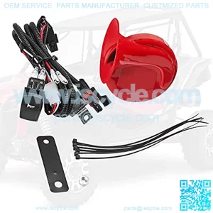 Universal RZR Horn Kit, UTV Loud Horn Kit Red Easy Installation with Rocker Switch Widely Compatible With RZR, CAN-AM, Ranger 105D 12V