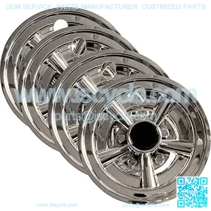 Set (4) 8. Chrome Wheel Covers for EZGO, Club Car and Yamaha Golf Carts