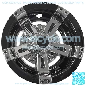 (Set of Four) 8 inch Maverick Golf Car Wheel Covers (Chrome & Black)