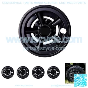 Golf Cart Wheel Covers Hub Caps (Set of 4), Compatible with EZGO Club Car Yamaha Carts 8"- Black