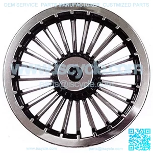 8" Turbine Black/Silver Golf Cart Hub Caps - Each