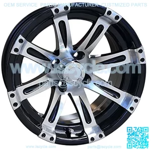 14" Golf Cart Wheel, Machined/Black Rim & Center Cap, 14x6 ET-0