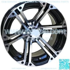 RX353 Machined w/ Black w/ Chrome Center Cap 14x7 ET-25 Golf Cart Wheel
