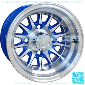 Machined w/ Blue/Green/Pearl/Red w/ Center Cap 10x7 ET-15.5 Golf Cart Wheel