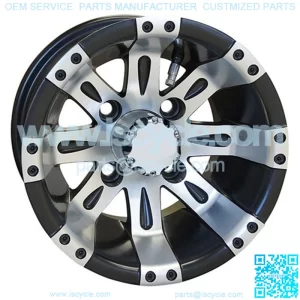 10" Golf Cart Wheel, Machined Matte Black Rim & Center Cap, 10x7 ET-25