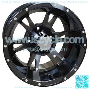12" Golf Cart Wheel, Black Rim & Center Cap, 12x7 ET-25