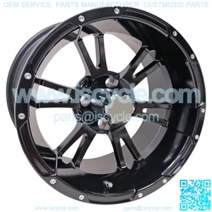 14" Golf Cart Wheel, Black Rim & Center Cap, 14x7 ET-25